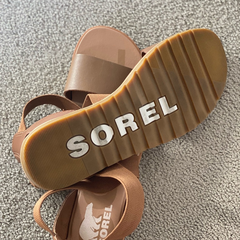 Sorel sandals ELA velvet tan leather - Picture 4 of 4